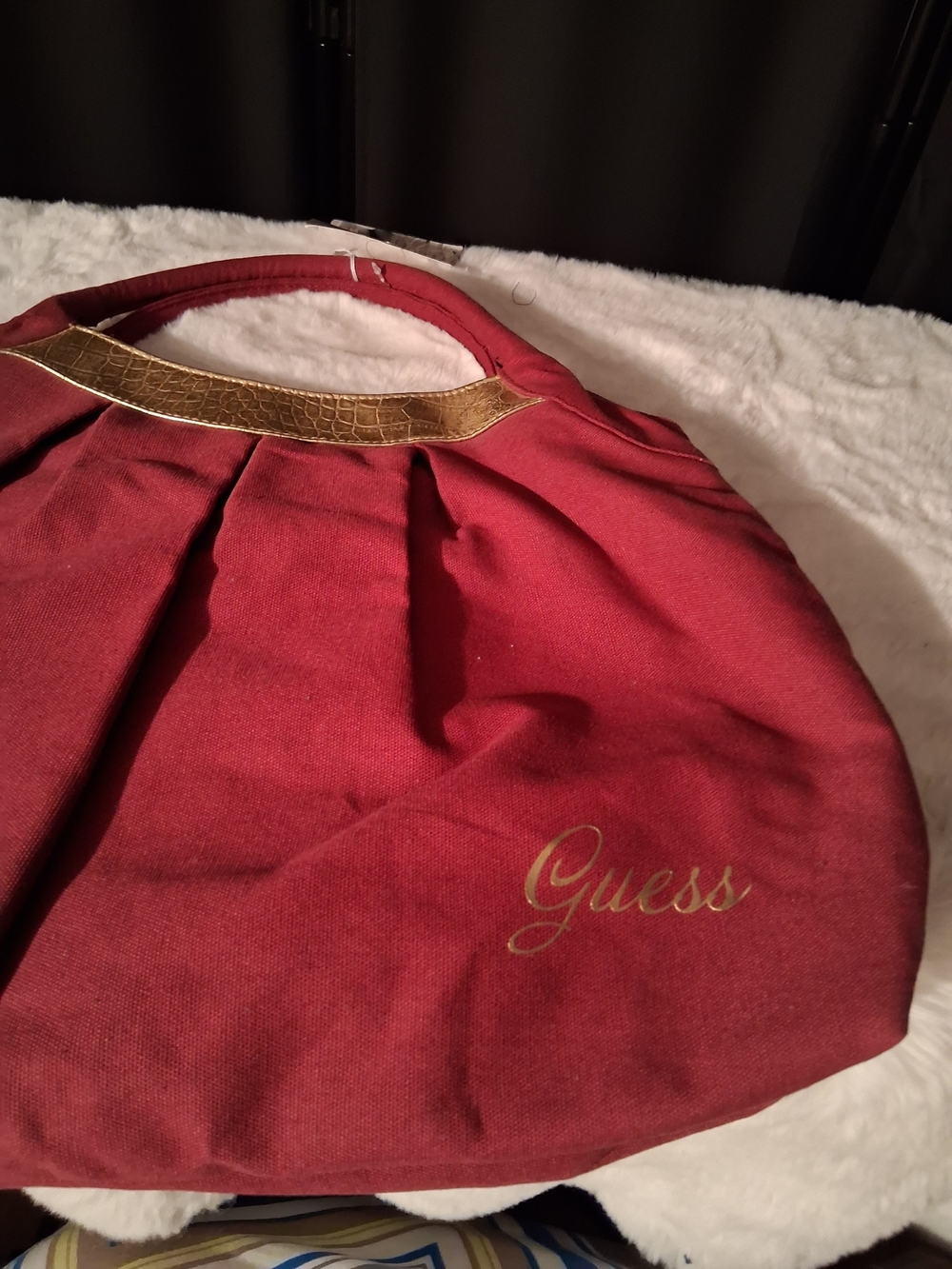 Guess Red Shoulder Bag with Gold Trim